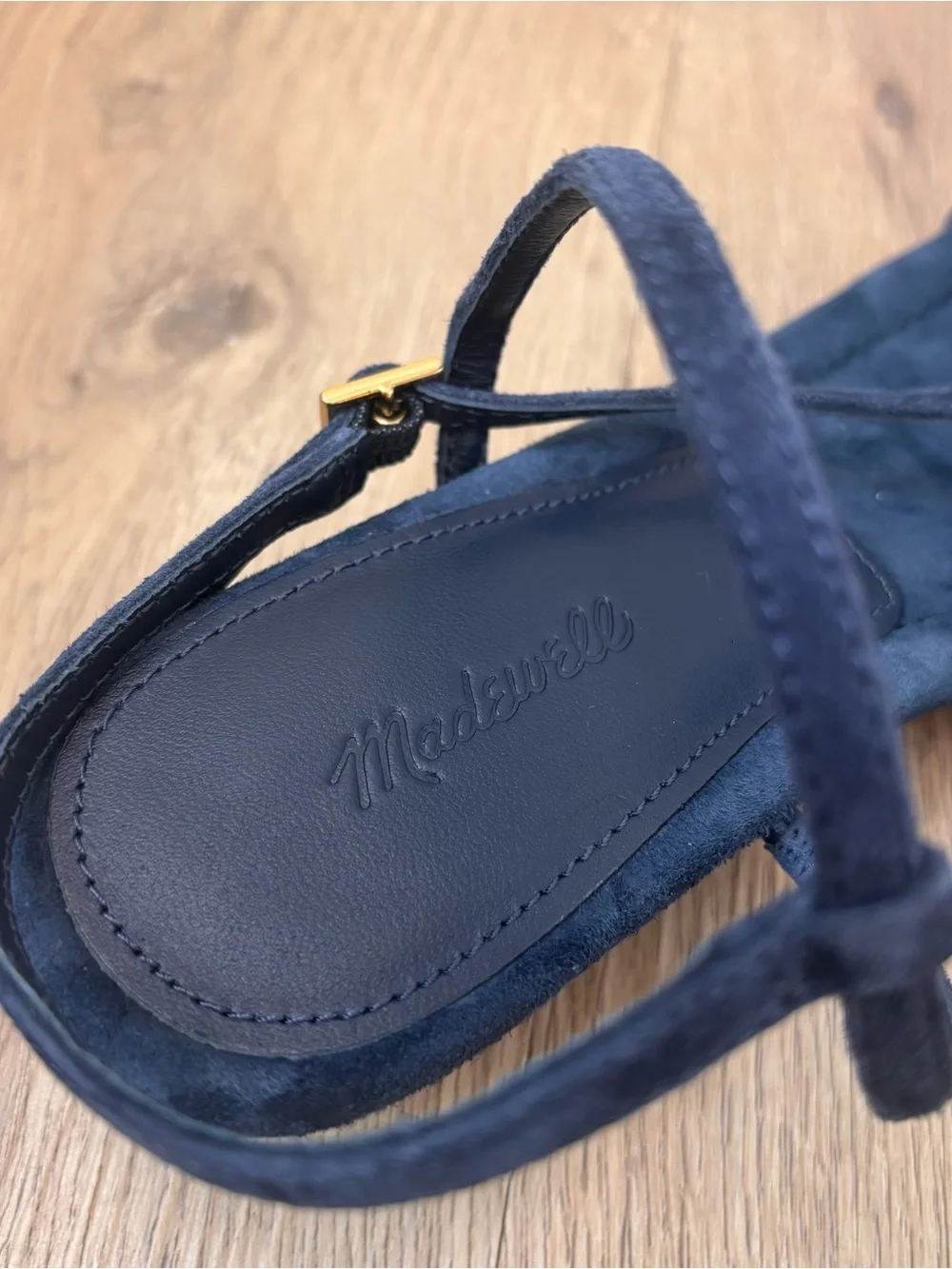 Madewell Women’s The Maycie Asymmetric T-Strap Sandal Suede Blue Size 7.5 NU745